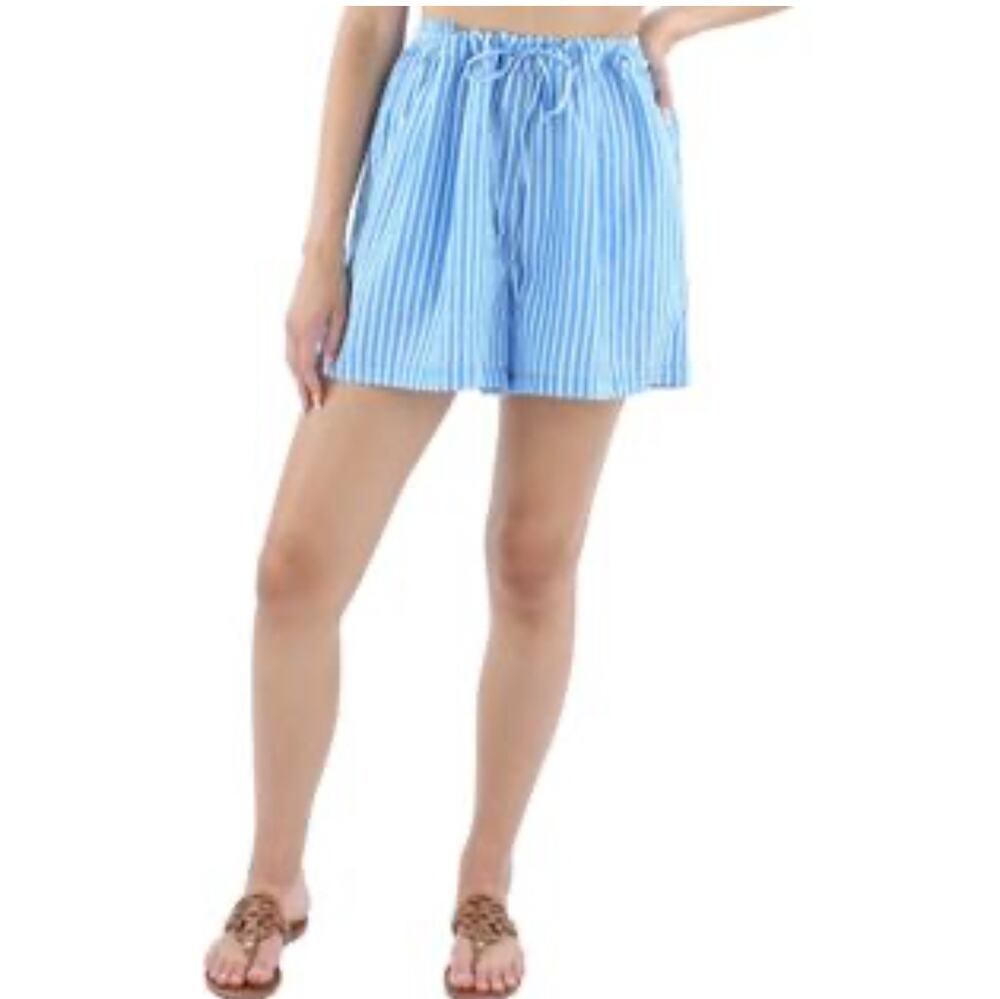 Riley & Rae Shorts Elastic Waist Lightweight Striped Pattern Blue/White W XS NWT